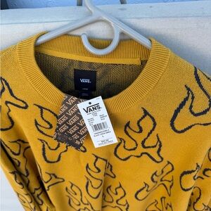 Vans Men's Mustard Sweater with Black Design